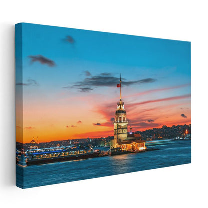 Kız Kulesi - Gün Batımında İstanbul Sembolü Kanvas Tablo