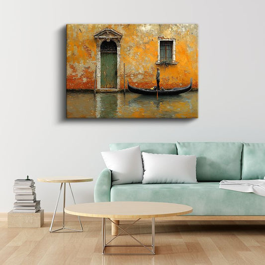 Venedik Gondolu - Tarihi Kanal Evleri Kanvas Tablo