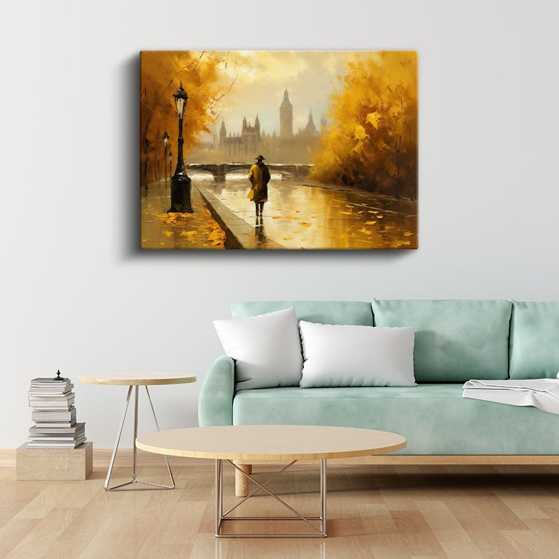 Londra Sonbaharı - Westminster Manzaralı Yürüyüş Kanvas Tablo