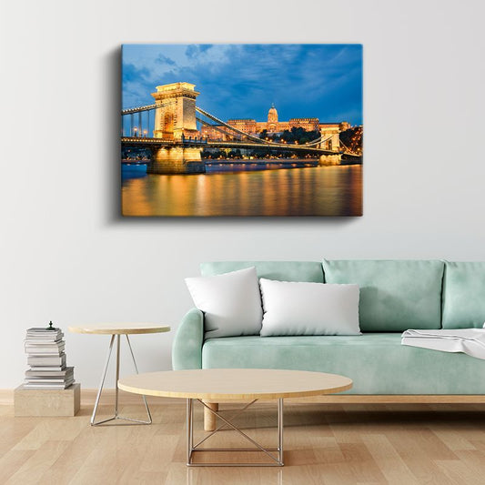 Zincir Köprüsü - Akşam Işıklarında Budapeşte Kanvas Tablo