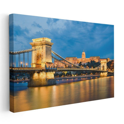 Zincir Köprüsü - Akşam Işıklarında Budapeşte Kanvas Tablo