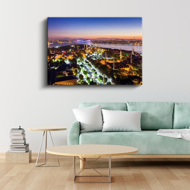 Sultanahmet Bölgesi - Gece Işıklarında İstanbul Kanvas Tablo
