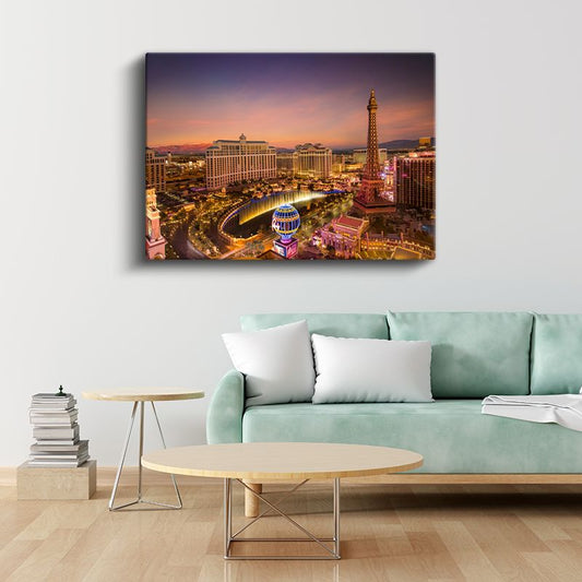Las Vegas Bulvarı - Işıklı Mimari Şov Kanvas Tablo