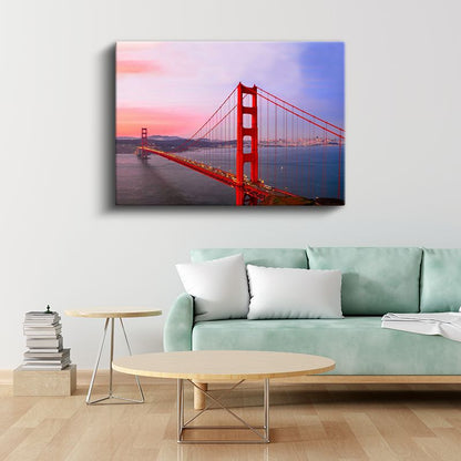 Golden Gate - Pembe Gökyüzü Altında İkonik Köprü Kanvas Tablo