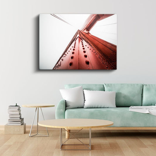 Köprü Detayı - Kırmızı Metal Mimari Kanvas Tablo