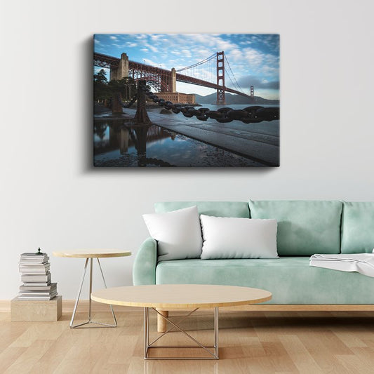 Golden Gate - Mavi Gökyüzü Altında İkonik Köprü Kanvas Tablo