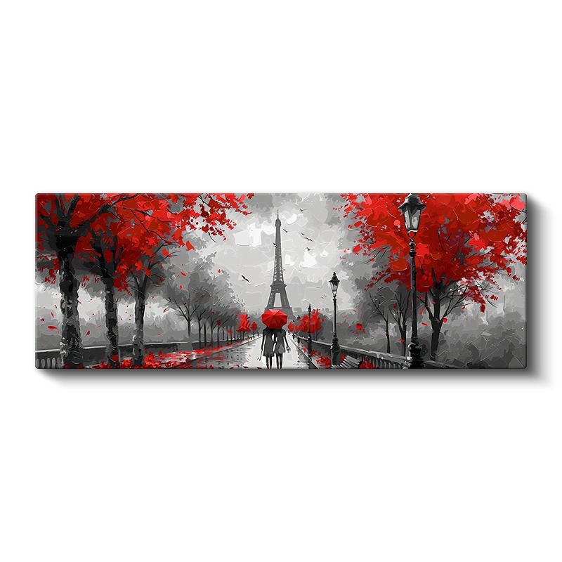 Paris Aşkı - Kırmızı Yapraklı Eyfel Manzarası Kanvas Tablo