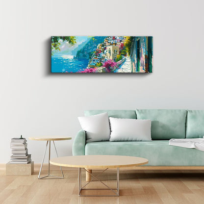 Amalfi Kıyısı - Renkli Evler ve Deniz Manzarası Kanvas Tablo