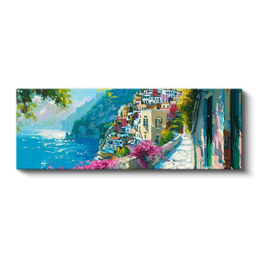 Amalfi Kıyısı - Renkli Evler ve Deniz Manzarası Kanvas Tablo