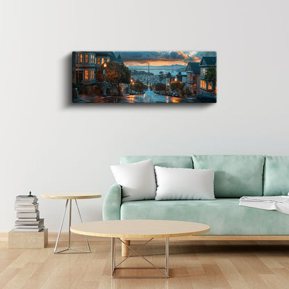 San Francisco Tepeleri - Akşam Işıklarında Şehir Kanvas Tablo