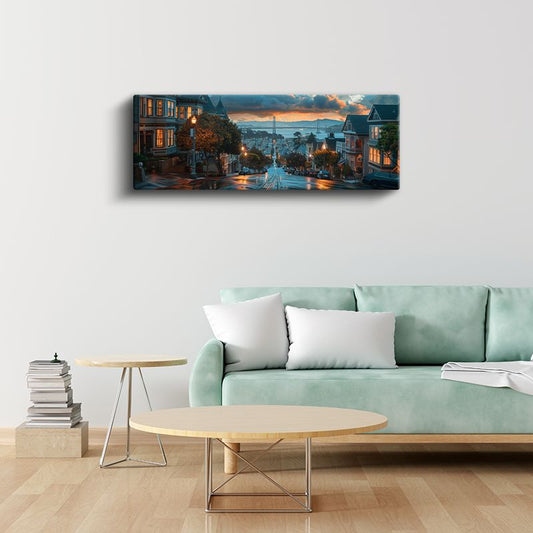 San Francisco Tepeleri - Akşam Işıklarında Şehir Kanvas Tablo