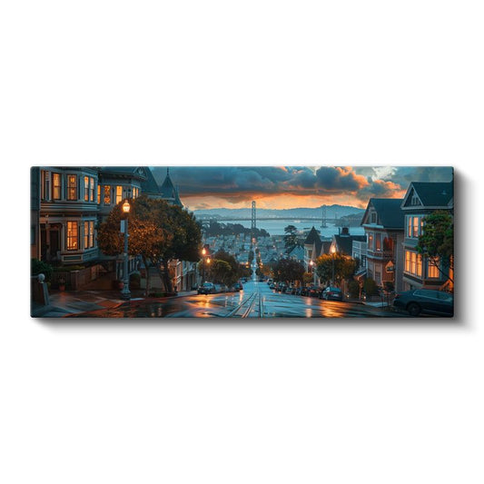 San Francisco Tepeleri - Akşam Işıklarında Şehir Kanvas Tablo