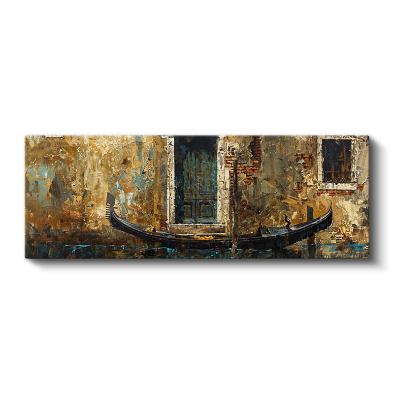 Venedik Gondolu - Eskitilmiş Duvar Dokusu Kanvas Tablo