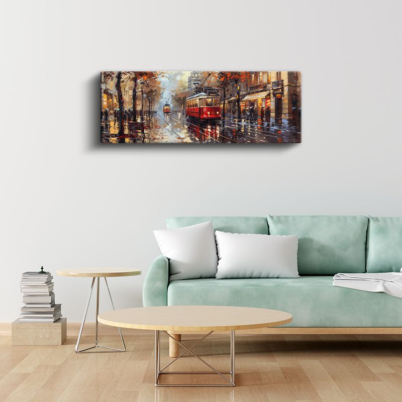 Nostaljik Tramvay - Sonbahar Yaprakları Kanvas Tablo