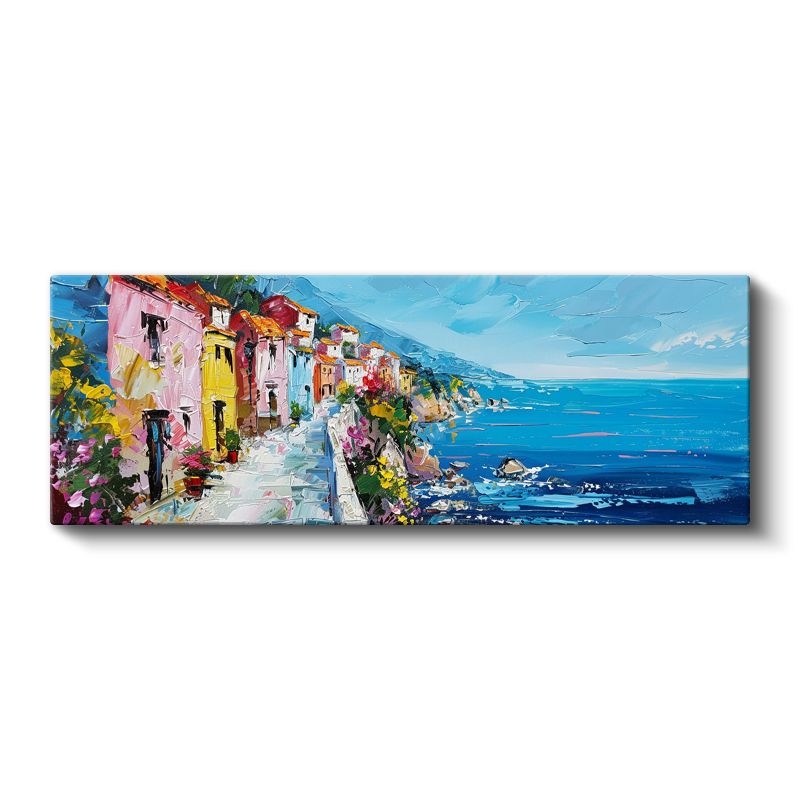 Akdeniz Patikası - Renkli Sahil Evleri Kanvas Tablo