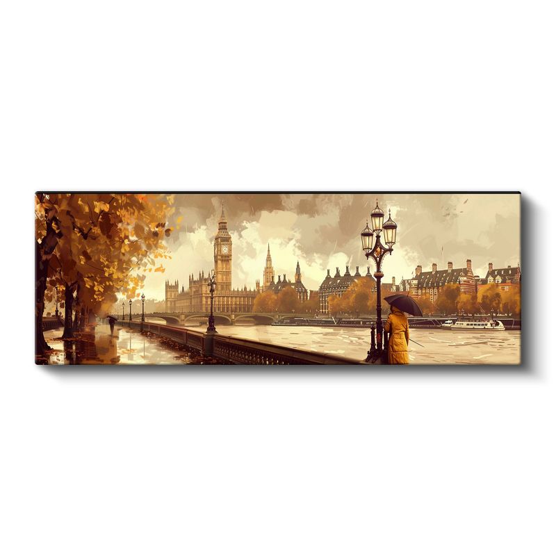 Westminster Silueti - Sonbahar Nehir Kenarı Kanvas Tablo