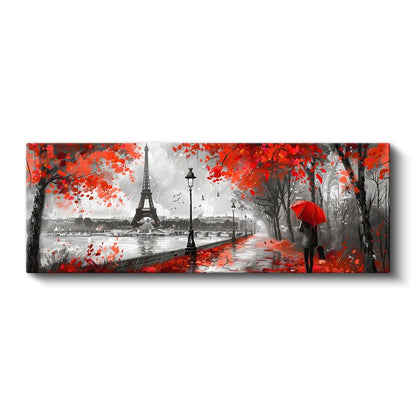 Paris Aşkı - Kırmızı Yapraklı Eyfel Manzarası Kanvas Tablo