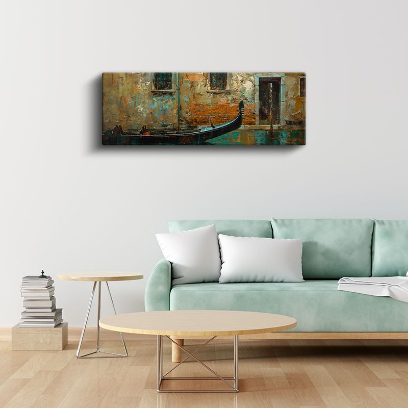 Venedik Gondolu - Eskitilmiş Duvar Dokusu Kanvas Tablo