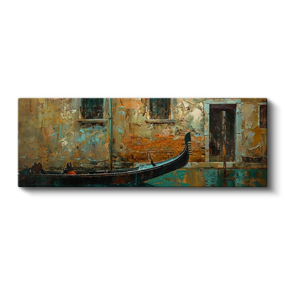Venedik Gondolu - Eskitilmiş Duvar Dokusu Kanvas Tablo