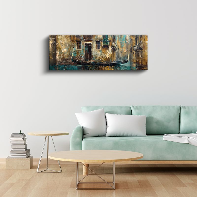 Tarihi Kanal - Nostaljik Venedik Gondolu Kanvas Tablo