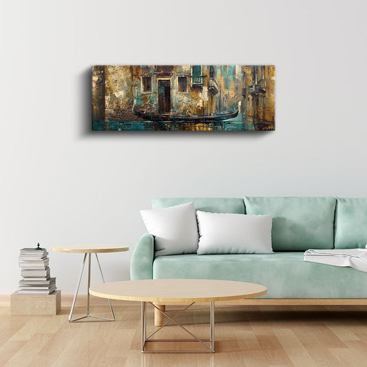 Tarihi Kanal - Nostaljik Venedik Gondolu Kanvas Tablo