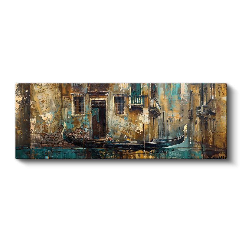 Tarihi Kanal - Nostaljik Venedik Gondolu Kanvas Tablo