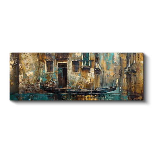 Tarihi Kanal - Nostaljik Venedik Gondolu Kanvas Tablo