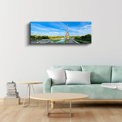 Eyfel Kulesi - Mavi Gökyüzü ve Yeşil Parklar Kanvas Tabloi