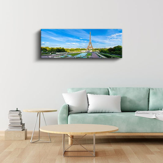 Eyfel Kulesi - Mavi Gökyüzü ve Yeşil Parklar Kanvas Tabloi