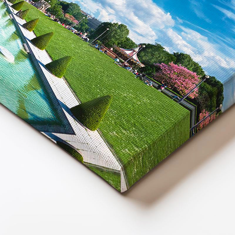 Yatay Kanvas Tablo Paris Eyfel Kulesi Su Havuzu Şehir Mimari Tablo Ev Ofis Duvar Dekoru