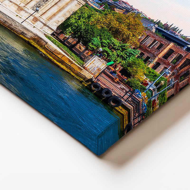 Yatay Kanvas Tablo Ortaköy Camii İskele Meydanı Şehir Mimari Tablo Ev Ofis Duvar Dekoru