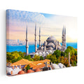 Yatay Kanvas Tablo Sultanahmet Camii ve Ağaçlar Şehir Mimari Tablo Ev Ofis Duvar Dekoru