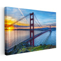 Yatay Kanvas Tablo Golden Gate Köprüsü Gün Batımı Ufuk Şehir Mimari Tablo Ev Ofis Duvar Dekoru