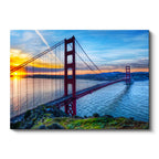 Yatay Kanvas Tablo Golden Gate Köprüsü Gün Batımı Ufuk Şehir Mimari Tablo Ev Ofis Duvar Dekoru
