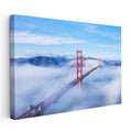 Yatay Kanvas Tablo Bulutlar Arasında Golden Gate Şehir Mimari Tablo Ev Ofis Duvar Dekoru
