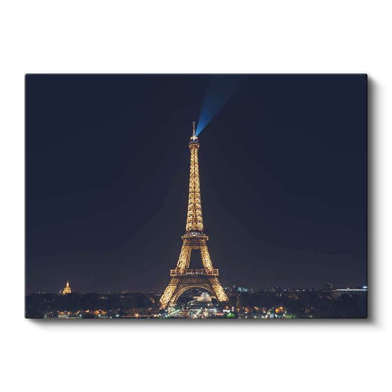 Yatay Kanvas Tablo Eyfel Kulesi Gece Karanlığı Şehir Mimari Tablo Ev Ofis Duvar Dekoru