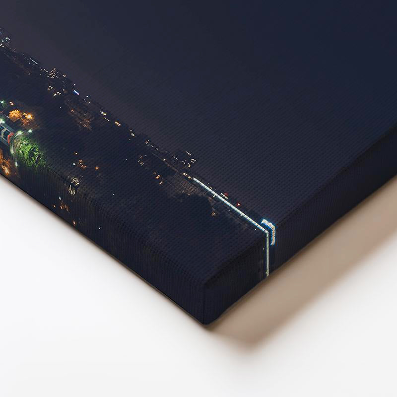 Yatay Kanvas Tablo Eyfel Kulesi Gece Karanlığı Şehir Mimari Tablo Ev Ofis Duvar Dekoru