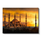 Yatay Kanvas Tablo Sultanahmet Camii Gün Batımı Silüeti Şehir Mimari Tablo Ev Ofis Duvar Dekoru