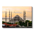 Yatay Kanvas Tablo Sultanahmet Camii ve Martı Sürüsü Şehir Mimari Tablo Ev Ofis Duvar Dekoru