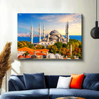 Yatay Kanvas Tablo Sultanahmet Camii ve Yeşillik Manzara Şehir Mimari Tablo Ev Ofis Duvar Dekoru