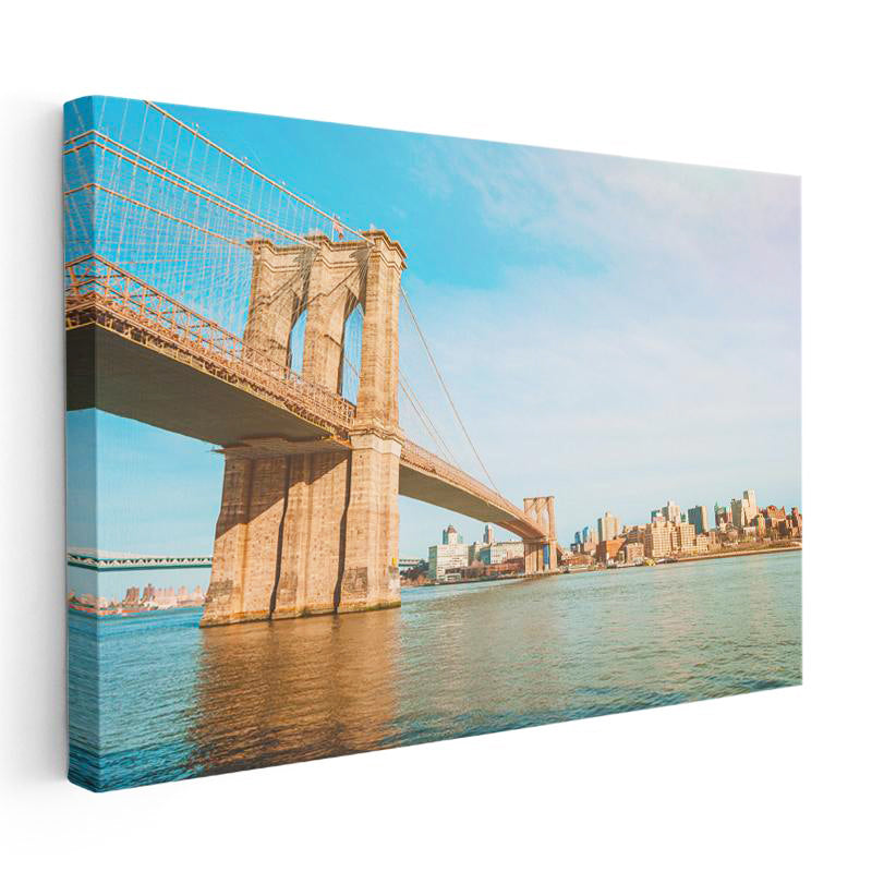 Yatay Kanvas Tablo Brooklyn Köprüsü Taş Ayaklar Şehir Mimari Tablo Ev Ofis Duvar Dekoru