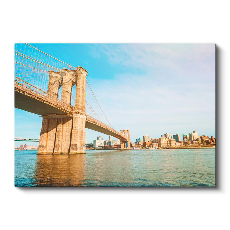 Yatay Kanvas Tablo Brooklyn Köprüsü Taş Ayaklar Şehir Mimari Tablo Ev Ofis Duvar Dekoru