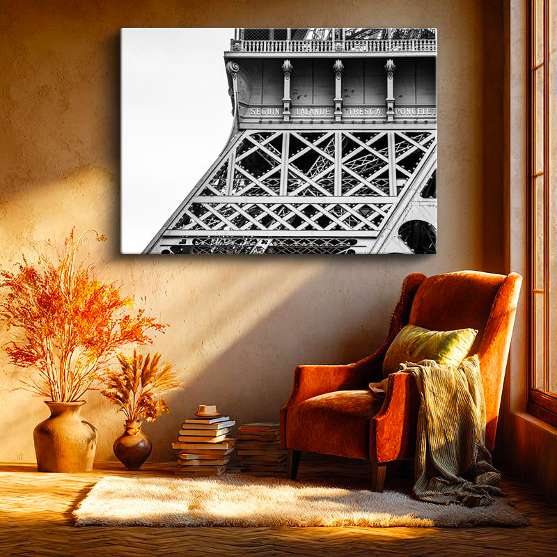 Yatay Kanvas Tablo Eyfel Kulesi Demir Mimari Detay Şehir Mimari Tablo Ev Ofis Duvar Dekoru
