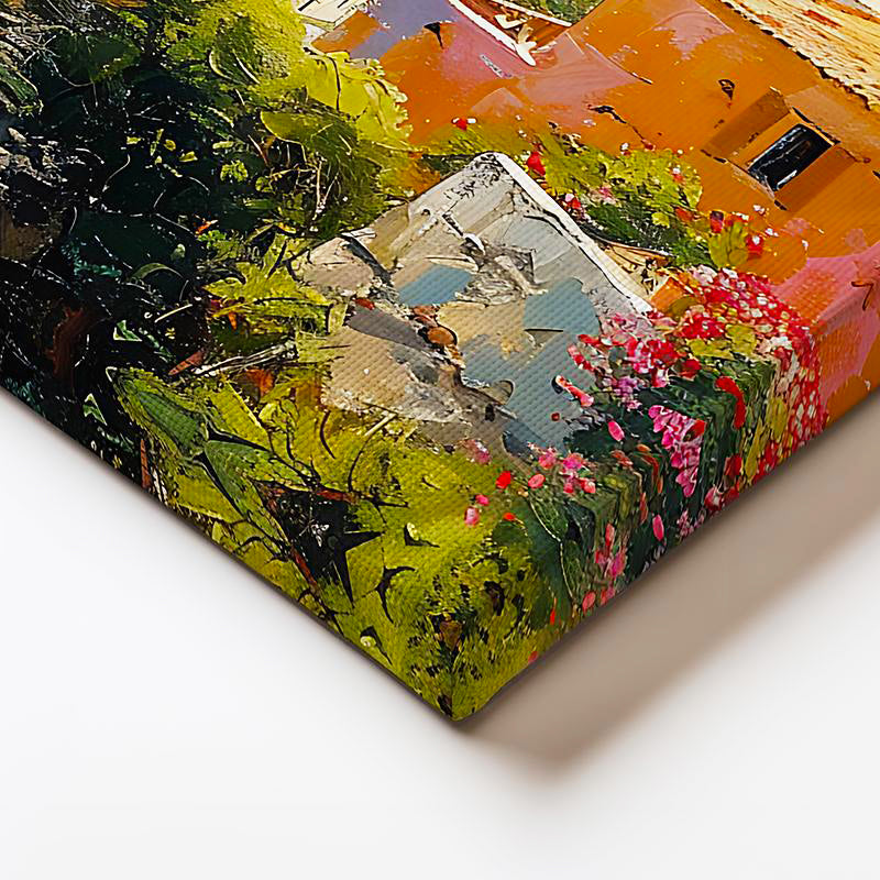 Yatay Kanvas Tablo İtalyan Sahili Kubbeli Yapılar Şehir Mimari Tablo Ev Ofis Duvar Dekoru