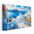 Yatay Kanvas Tablo Santorini Beyaz Evler Değirmen Şehir Mimari Tablo Ev Ofis Duvar Dekoru