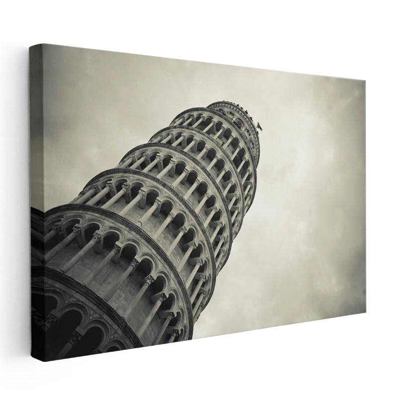 Yatay Kanvas Tablo Pisa Kulesi Detaylı Mimari Yapı Şehir Mimari Tablo Ev Ofis Duvar Dekoru