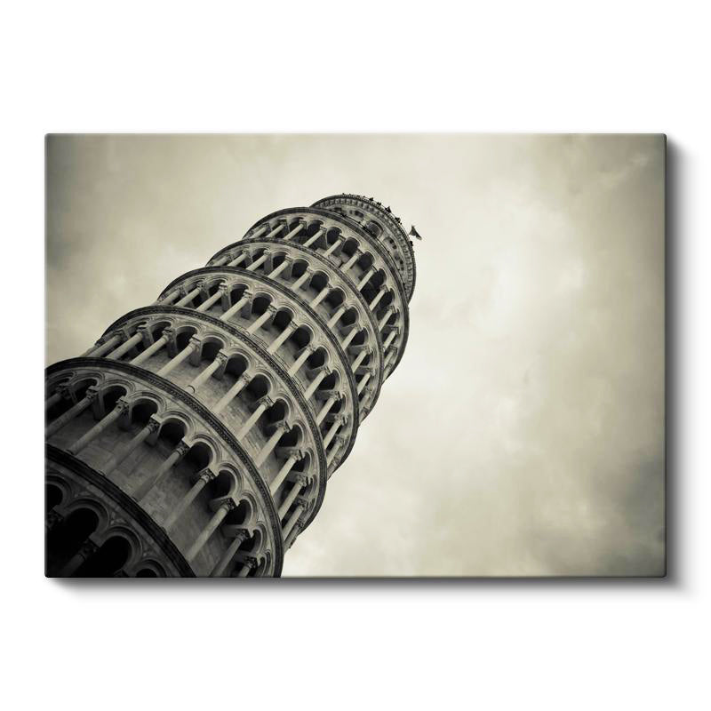 Yatay Kanvas Tablo Pisa Kulesi Detaylı Mimari Yapı Şehir Mimari Tablo Ev Ofis Duvar Dekoru