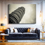 Yatay Kanvas Tablo Pisa Kulesi Detaylı Mimari Yapı Şehir Mimari Tablo Ev Ofis Duvar Dekoru