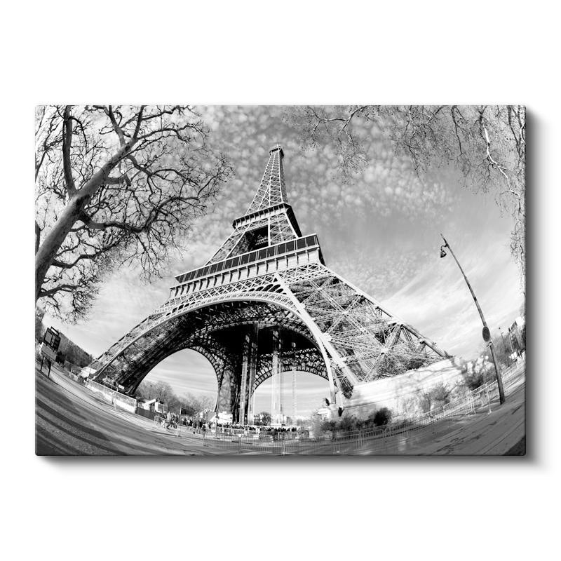 Yatay Kanvas Tablo Eyfel Kulesi Altından Gökyüzü Şehir Mimari Tablo Ev Ofis Duvar Dekoru