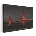 Yatay Kanvas Tablo Golden Gate Köprüsü Gece Aydınlatması Şehir Mimari Tablo Ev Ofis Duvar Dekoru